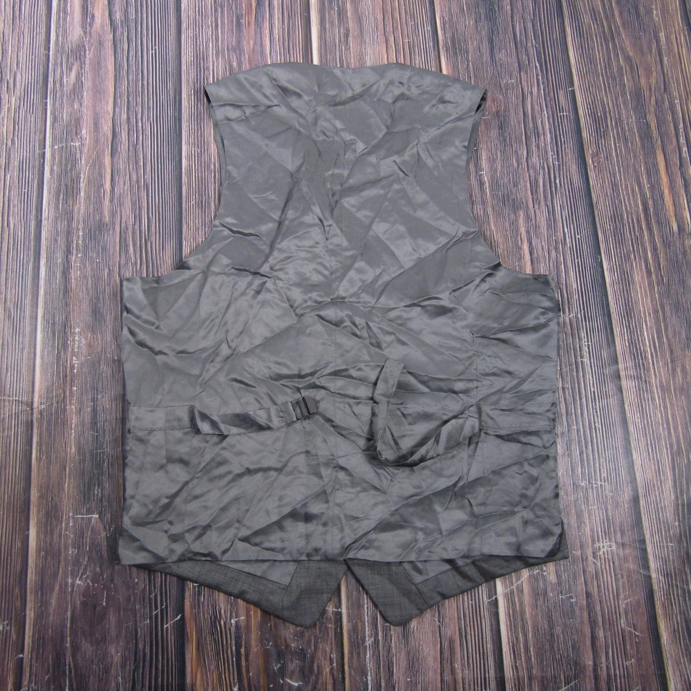Suit Vest Joseph Abboud Mens M Gray Solid Wool 3 Piece Belted Formal Waistcoat - Picture 4 of 6
